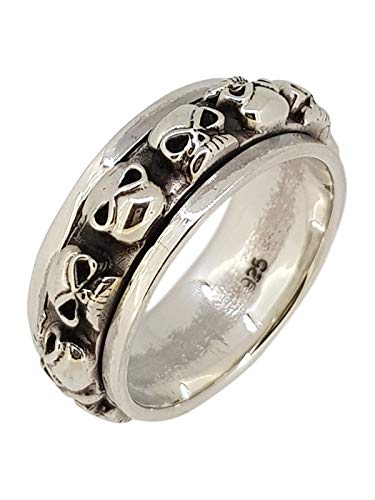 Bague tête de mort en argent sterling 925 massif pour homme