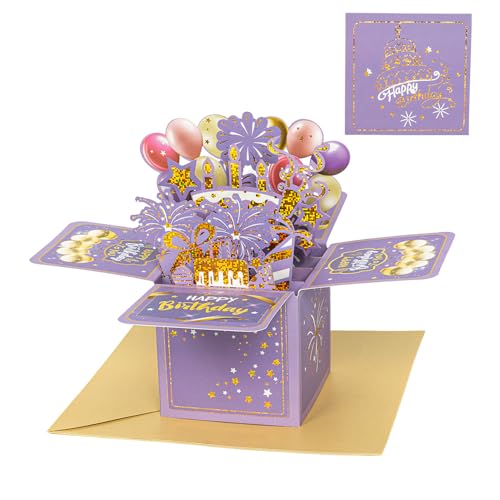 Funny Happy Birthday Pop Up Card Unique Handmade Foldable Celebration Cards Sweet 3D Birthday Gift Box with Envelopes