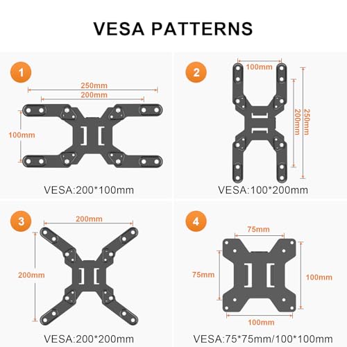 XINLEI Soporte de pared para TV, soporte giratorio para TV con brazo articulado, extensión de inclinación y rotación para la mayoría de monitores LED, LCD y TVs de plasma de 13-42 pulgadas, hasta 20 - imagen 4