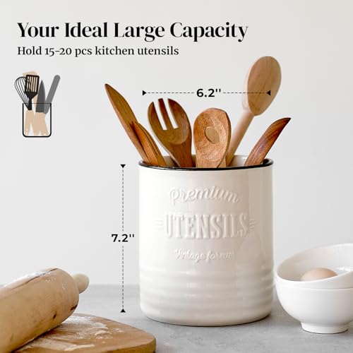 image for DOWAN 7.2″ Extra Large Kitchen Utensil Holder, Farmhouse Utensil Hol
