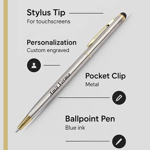 Image of MANAMA Premium Twist-Action Metal Ballpoint Pen With Custome Name Engraved | Personalized Pen With Gift Box | Ideal For Corporate Gifts, Business Professionals & Employees (Blue Ink)