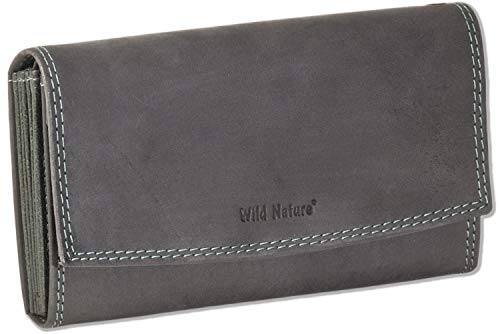 Preisvergleich Produktbild Wild Nature® Profi Kellnerbörse mit Doppel-Druckknopfverschluss aus naturbelassenem Büffelleder in Anthrazit