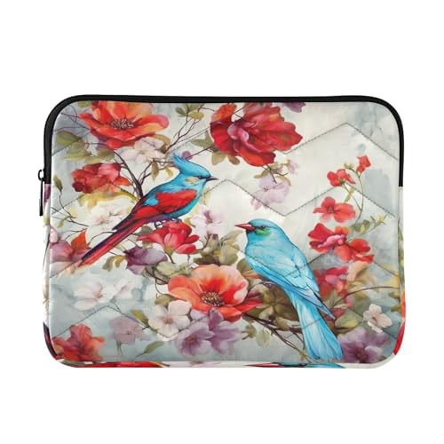 Funda para portátil 13-14 pulgadas flores y pájaros impermeable