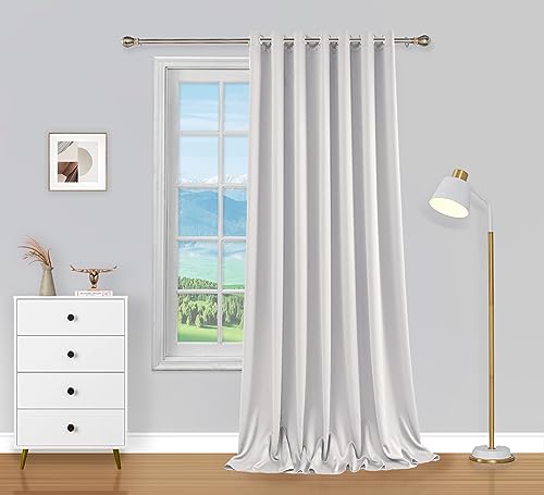 PI Blackout Door Curtains Privacy Room Divider Sliding Door Curtains Thermal Insulated Window Treatment for Living Room/Bedroom/French Door/Patio/GLA(Grey White, W100XL120)