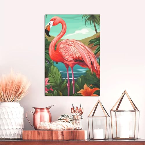 Tableau flamant rose tropical idéal pour décorer petit mur - 5