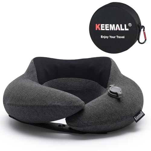 Keemall Inflatable Neck Pillow, Premium Travel Neck Pillow for Airplane