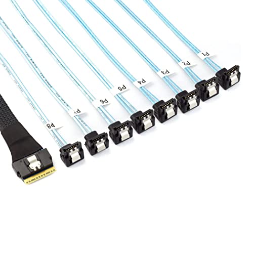 Cable adaptador PCI-E SAS SFF-8654 8I a 8 puertos SATA 90 grados para servidor 0.5m negro 5