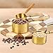 Gold Measuring Cups and Spoons Set,8 Piece Premium Stainless Steel Measuring Cups with Wood Handles,4 Stackable Wooden Measuring Cups and 4 Measuring Spoons Set for Baking Supplies in the Kitchen