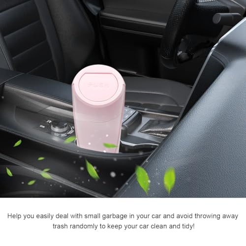 Image of Car Trash Can with Lid, Mini Car Garbage Bin Leakproof Cup Holder Trash Can, Multipurpose Organizer Door Pocket Trash Cup Fits Auto Home Office, Universal Garbage Can (Pink)
