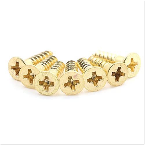 M3 M4 M5 Brass Self Tapping Screw Furniture Carpenter Cupboard Hinge Cross Copper Screws 50pcs - (Size: M5x25)