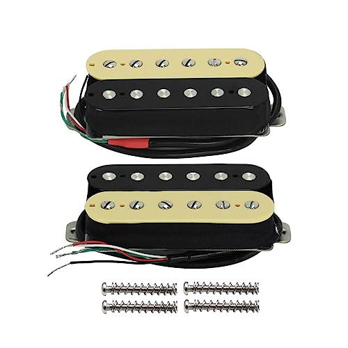 FLEOR Hohe Ausgabe Alnik 5 Gitarren-Tonabnehmer Doppelspulen-Humbucker-Tonabnehmer Hals- und Steg-Set (Creme + Schwarz)