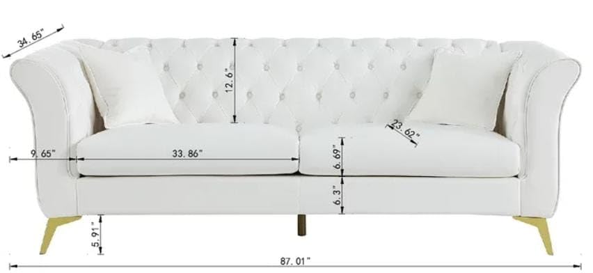 Image of Supernal 3 Seater Sofa Set with Brass Legs Perfect Gives Luxurious Look for Home /Living Room /Office /Guest Room /Hotels /Lounge
