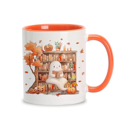 Hyturtle Fall Coffee Mug, Cute Ghost Reading...