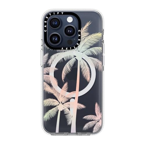 Coque iPhone 15 Pro CASETiFY transparente à motif palmier tropical compatible MagSafe