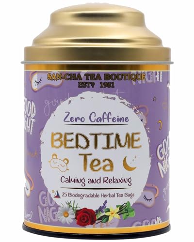 Image of Sancha Tea Boutique, Bed Time Tea Bundle, Caffeine-Free Herbal Tisanes, Sleeping Beauty, Chamomile & Bedtime Teas, 50 Biodegradable Pyramid Bags & 100g Loose Leaf