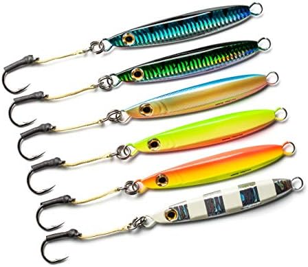 Palomar Fishing Flat Side Ocean Jig Fast Vertical Deep Drop Lure | MUSTAD Hook-Owner Ring | Kevlar Assist Cord | 9 Colors-5 Weights | 6-Pack / 2-Pack Bulk Prices | Next-Gen Graphene Paint | US Owned