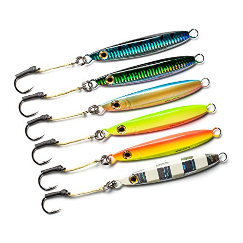 Palomar Fishing Flat Side Ocean Jig Fast Vertical Deep Drop Lure | MUSTAD Hook-Owner Ring | Kevlar Assist Cord | 9 Colors-5 Weights | 6-Pack / 2-Pack Bulk Prices | Next-Gen Graphene Paint | US Owned