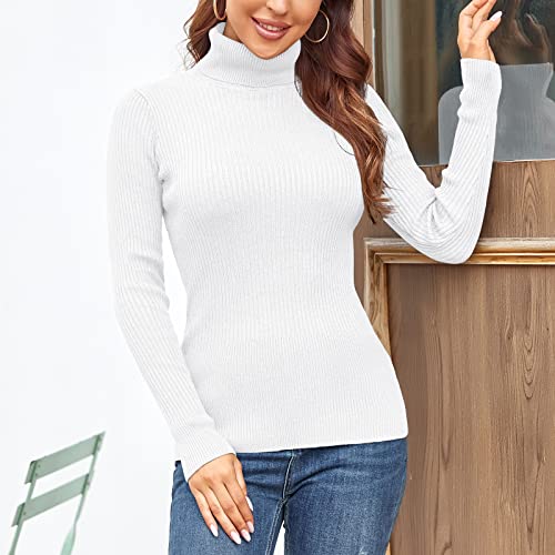 Image of Rocorose Women's Ribbed Turtleneck Sweater Long Sleeve Knitted Solid Pullover