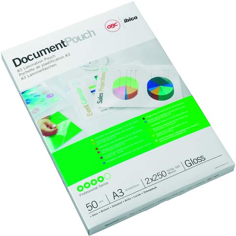 GBC - Funda para plastificar (DIN A3, brillante, 500 micras, 50 unidades)