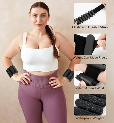 Image of Ankle & Wrist Weights for Women Men, Set of 2, 1 lb /2 lb Each | Adjustable Arm & Leg Weights, Soft Silicone Weighted Bracelet For Pilates Yoga Dance Walking Running Swimming Weight Loss
