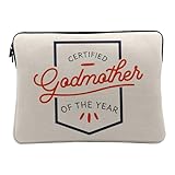 Housse Ordinateur et Tablette Aspect Lin - Certified Godmother of The Year Birth Baptism - 10 Pouces Pochette de Protection PC Portable Imprimé en France
