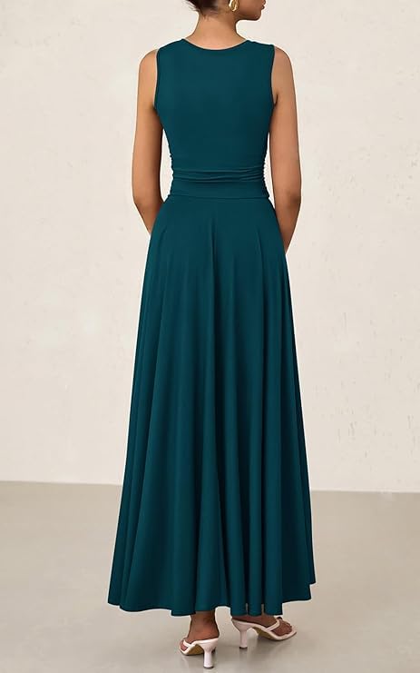 Image of PRETTYGARDEN Womens Summer Dresses 2026 Casual Sleeveless Crewneck Aline Maxi Dress Stretch Tank Flowy Long Dresses