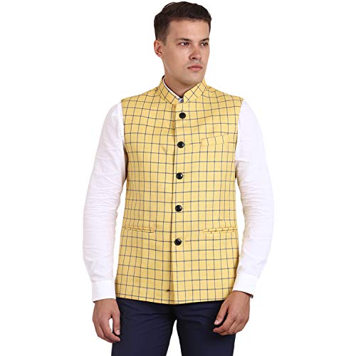 Image of Veera Paridhaan Men's Poly Cotton Jute Nehru Jacket