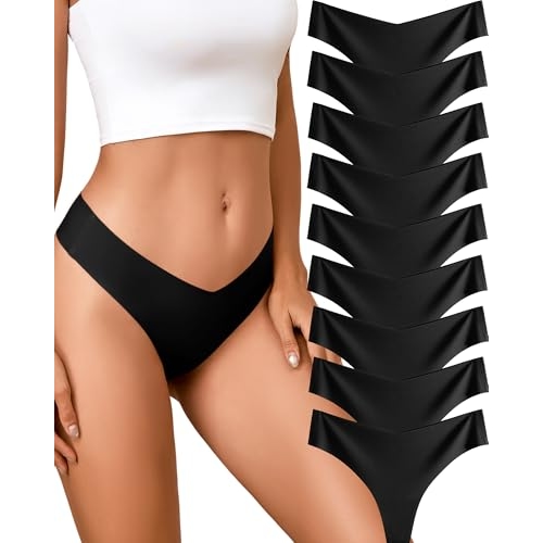 Take Talk Womens Underwear Seamless Thongs 9 Pack Sexy Panties No Show V-waisted Invisible...