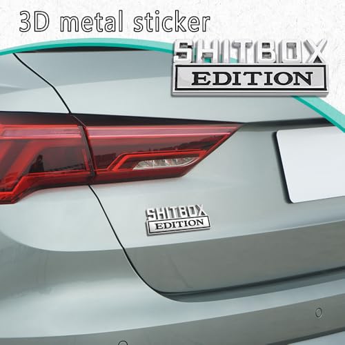 Image of Shit Box Edition Emblem, Car Exterior Emblems Badge 3D Sticker Decal, Shit Box Edition Emblem 3D Letter Sticker, 3D Fender Badge Decal Car Truck Replacement for All Cars