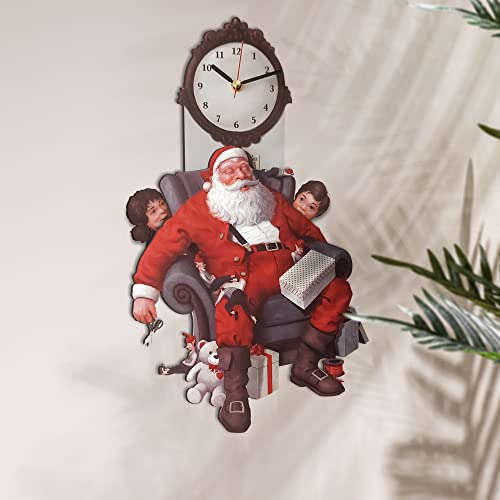 Reloj de pared Santa Claus y niños con péndulo miniatura 3