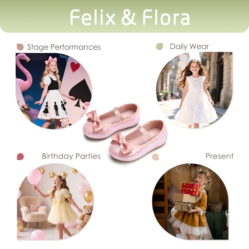 Image of Felix & Flora Toddler Flower Girl Dress Shoes - Girl Ballet Flats Party School Shoes Wedding
