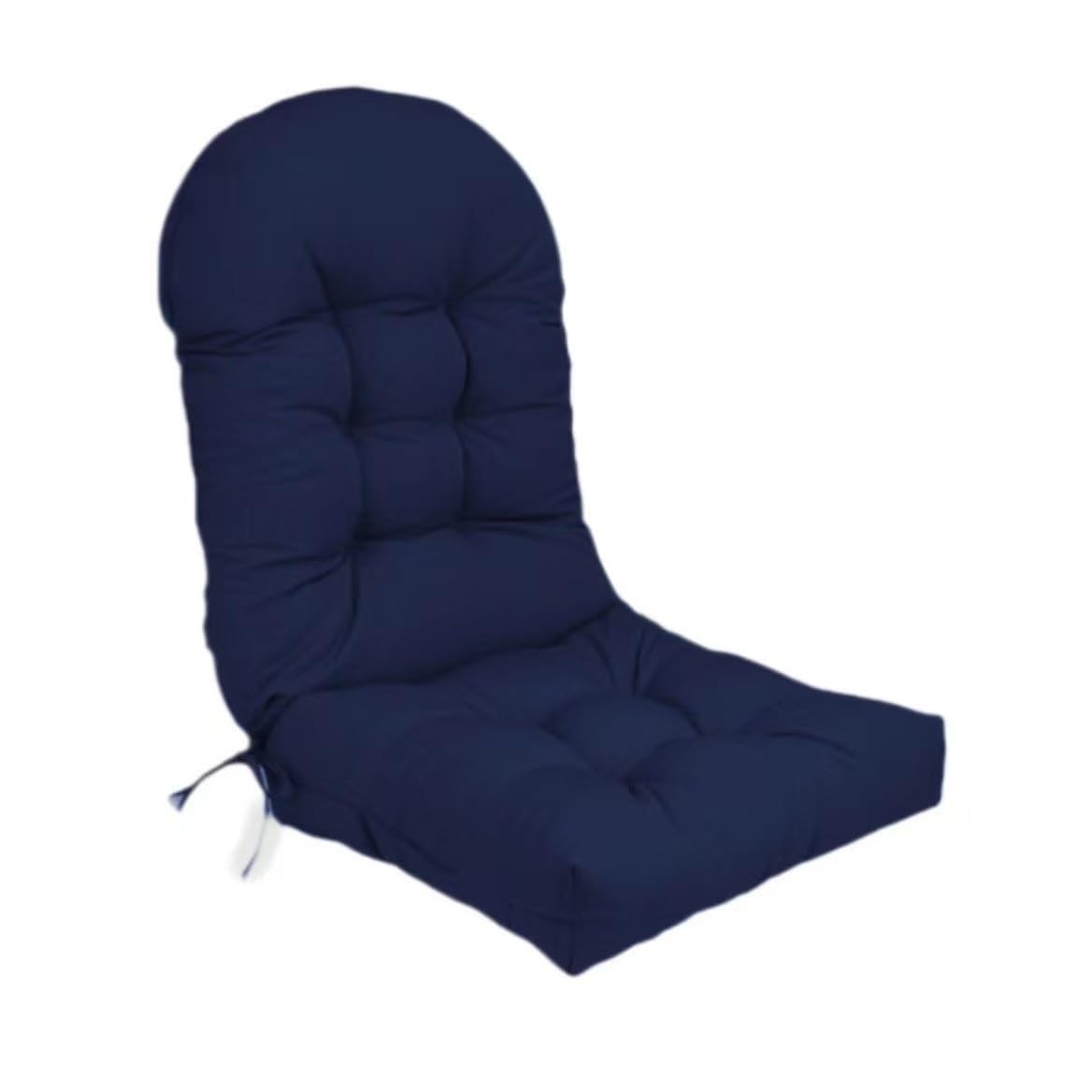 Adirondack Chair Cushion Rocking Chair Cushion High Back Thick Patio Seat Cushions for Indoor Outdoor All-Weather Waterproof & Fade Resistant Tufted Lounge Cushion with Ties(Dark blue,Set of 2)