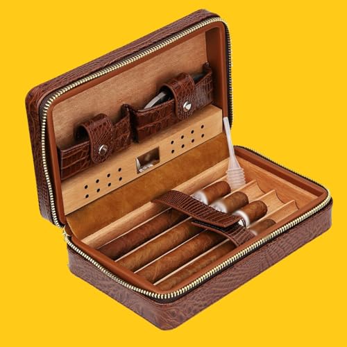 Boîte à cigares portable en cuir marron anti-choc pour protéger vos modules