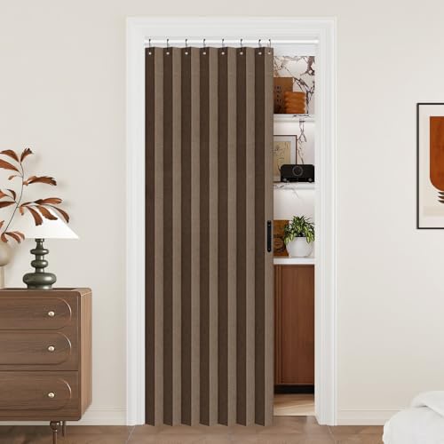 Vatge Door Curtains for Doorways - Brown Curtains for Closets Doors Privacy Room Divider for Room Separation,1 Panel with Tieback, W39 x L78, Brown