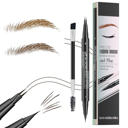 Crayon à sourcils 2 en 1 à double extrémité résistant à l'eau, crayon à sourcils Microblading avec pointe pinceau précise, peut être facilement couleur naturelle des sourcils, marron foncé