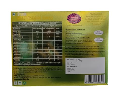 Image of Karachi Bakery Sugar Free Stevia Pistachio and Millet Cookies 300g