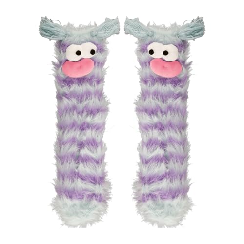 Tabanzhe Fluffy Monster Socks - Funny 3D Winter Socks Coral Velvet Cozy Fuzzy Warmth Gifts for Women & Girls (Purple)