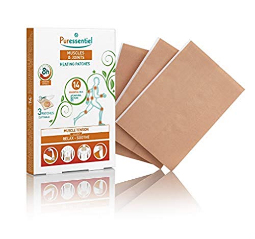 Puressentiel Muscles & Joints Heating Patches with 14 Essential Oils - Relieves Muscle Tension - 8 Hours Heating Action - Odorless, Comfortable and Adaptable - Epidermal Penetration - 3 Patches