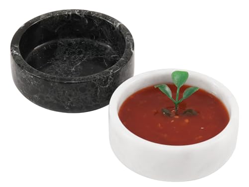 Radicaln Marble Sauce Cups Black & White Handmade Small Dipping Bowls for Dishes - Ideal Serving Bowl, Sauce Holder for Car & Salad Dressing Container - Meal Prep Containers Reusable