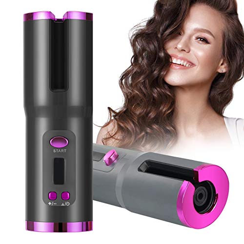 Cordless Auto Hair Curler, Automatic Curling Iron, Professional Fast Heating Ceramic Barrel with Adjustable Temperature, Portable Curling Wand for Hair Styling Anywhere