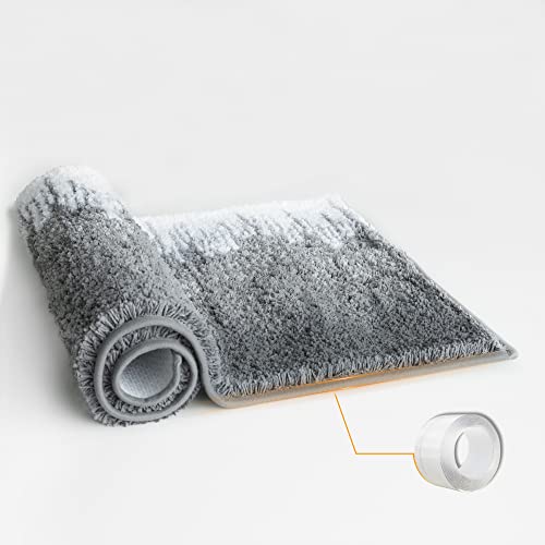 Grandekor Tapis de Bain Antidérapant, Gris dégradé, 60 x 90 cm, Tapis de Salle de Bain en Microfibre Douce Absorbante, Lavable en Machine, pour Baignoire, Douche et Salle de Bain Cover