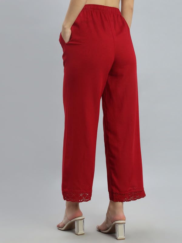 Image of GO COLORS Soft Linen Wide Pant Full Length for Women| Breathable, Mid Rise