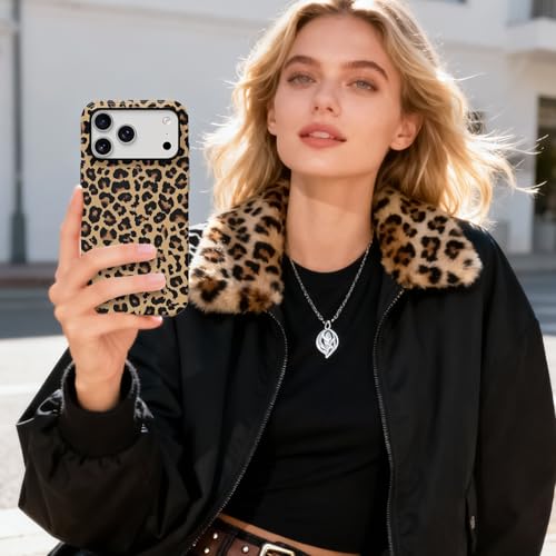 Skyseaco Compatible with iPhone 17 Pro Case Cute Leopard Print Phone Case for Women Girl Shockproof Soft TPU and Hard PC Double Layer Protective Cover, Brown Leopard - image 6