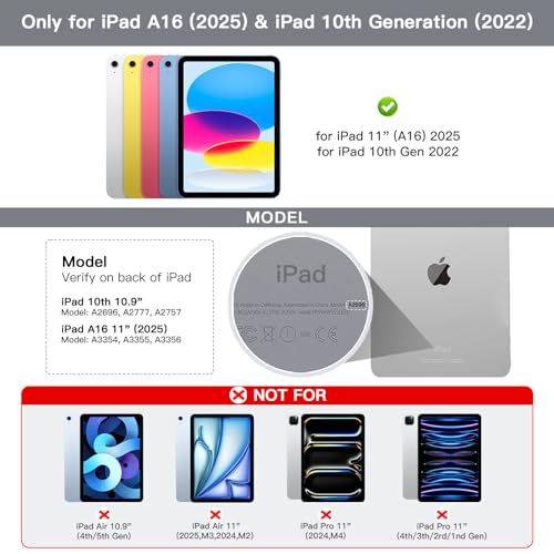 Image of RAYMCRAFT for iPad 11th(A16, 2025) /10th Generation Case with Keyboard, 360 Rotatable Case & Detachable Backlit Keyboard, Precision Cutouts and Pen Holder for iPad A16 11'' /10th 10.9'', White