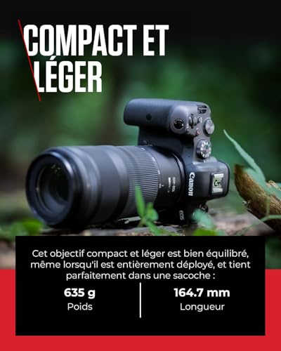 Objectif Canon RF 100-400mm F5.6-8 IS USM, téléobjectif zoom, stabilisateur d'image 5,5 vitesses, photo sportive/animalière, compatible Canon EOS R