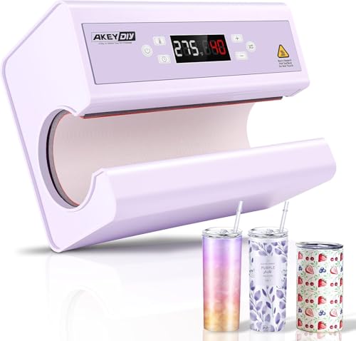 Automatische Tassenpresse, Sublimations-Transfermaschine für Becher, Tassen, Kaffeetassen, Trinkflaschen und Taschen, Präzise Zeit und Temperaturregelung, Druckanpassung per Knopfdruck (Lila)