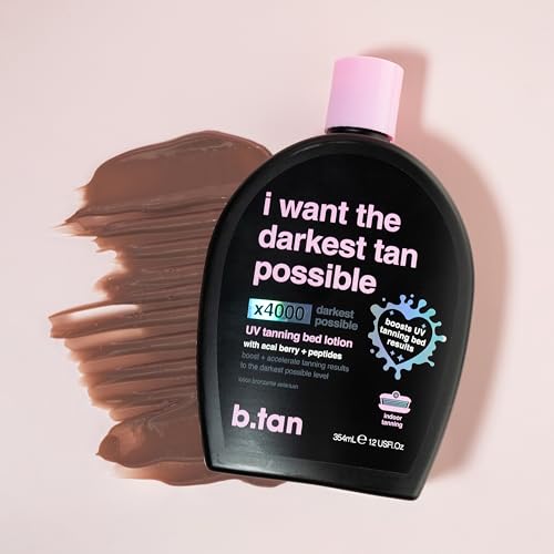 b.tan UV Tanning Bed Lotion | I Want The Darkest Tan Possible - x4000 Tan Intensifiers, Indoor & Outdoor Accelerator, Best Browning Body Tanner Extender, No Sun Protection, 12 Fl Oz