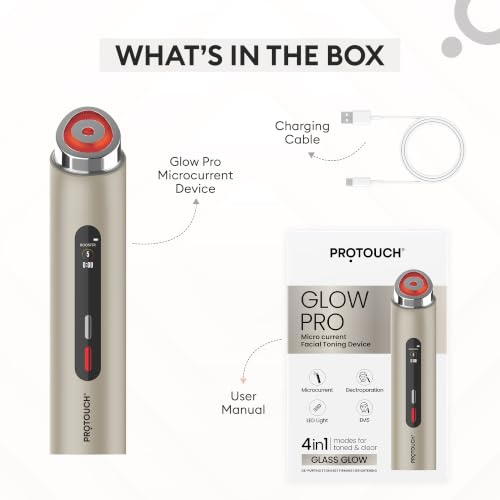 Image of PROTOUCH GLOW PRO Microcurrent Facial Toning Device, 4-in-1 Modes, LED Light, EMS, Electroporation, De-Puffing, Firming, Brightening (Etoupe)