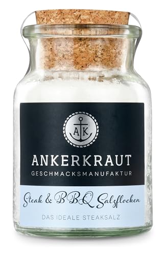 Ankerkraut Steak & BBQ Salzflocken Salzflocken zum verfeinern von Steaks Salaten oder auch Süßspeisen kaufen 80 g im Korkenglas