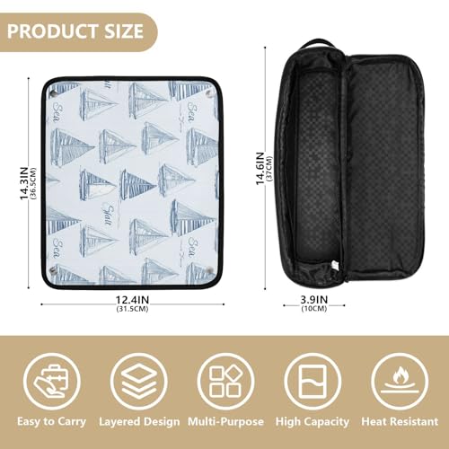 Sailboat Sea Light Blue Bolso Organizador de Herramientas para Cabello Resistente al Calor y al Agua para Mujeres miniatura 4